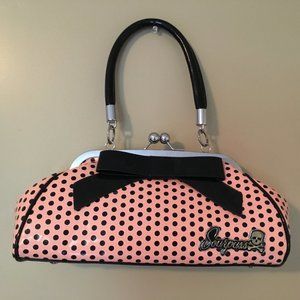 Sourpuss Retro Pink Black Polka Dot Purse Handbag